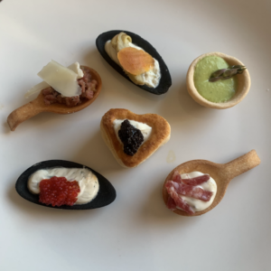 a selection of six canapes